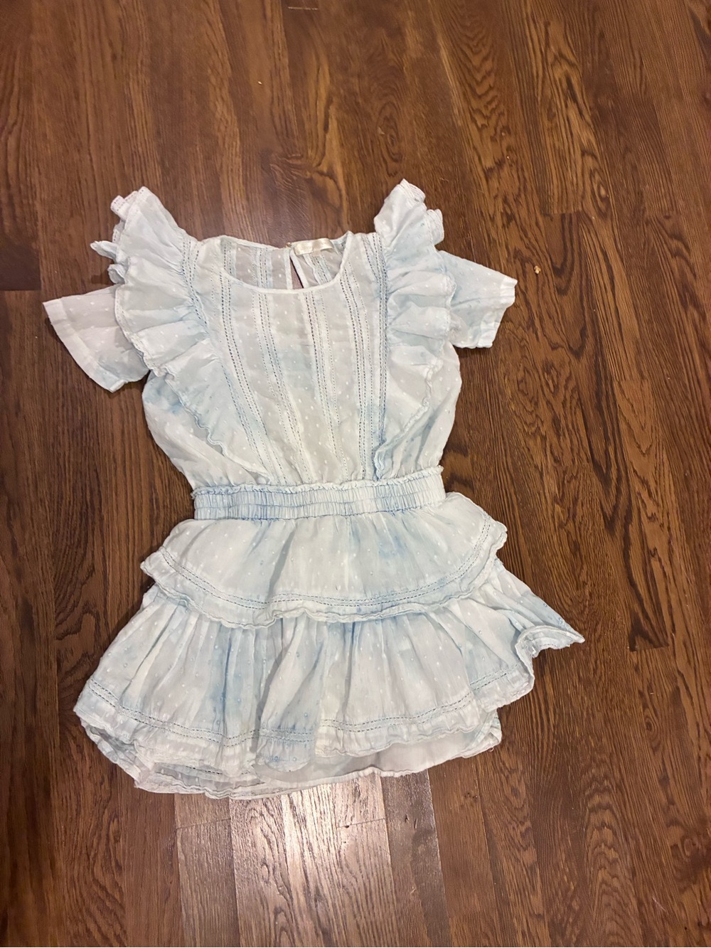 LoveShackFancy Pale Blue Crochet-Trim Top